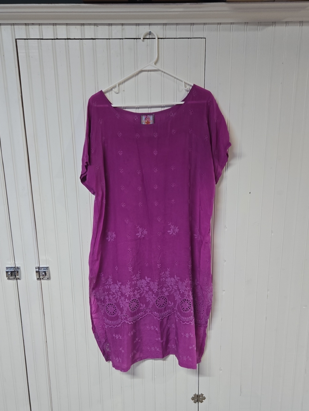Johnny Was Magenta Embroidered Short-Sleeve Tunic